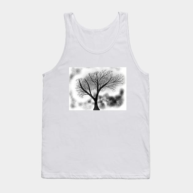 Black and White Tree Art Tank Top by Aj@Co.